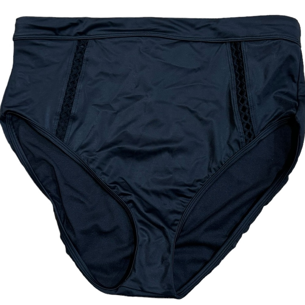 BEACH BETTY by Miracle Brands Black High Waist Size Large Bikini Swim Bottoms - Picture 4 of 8